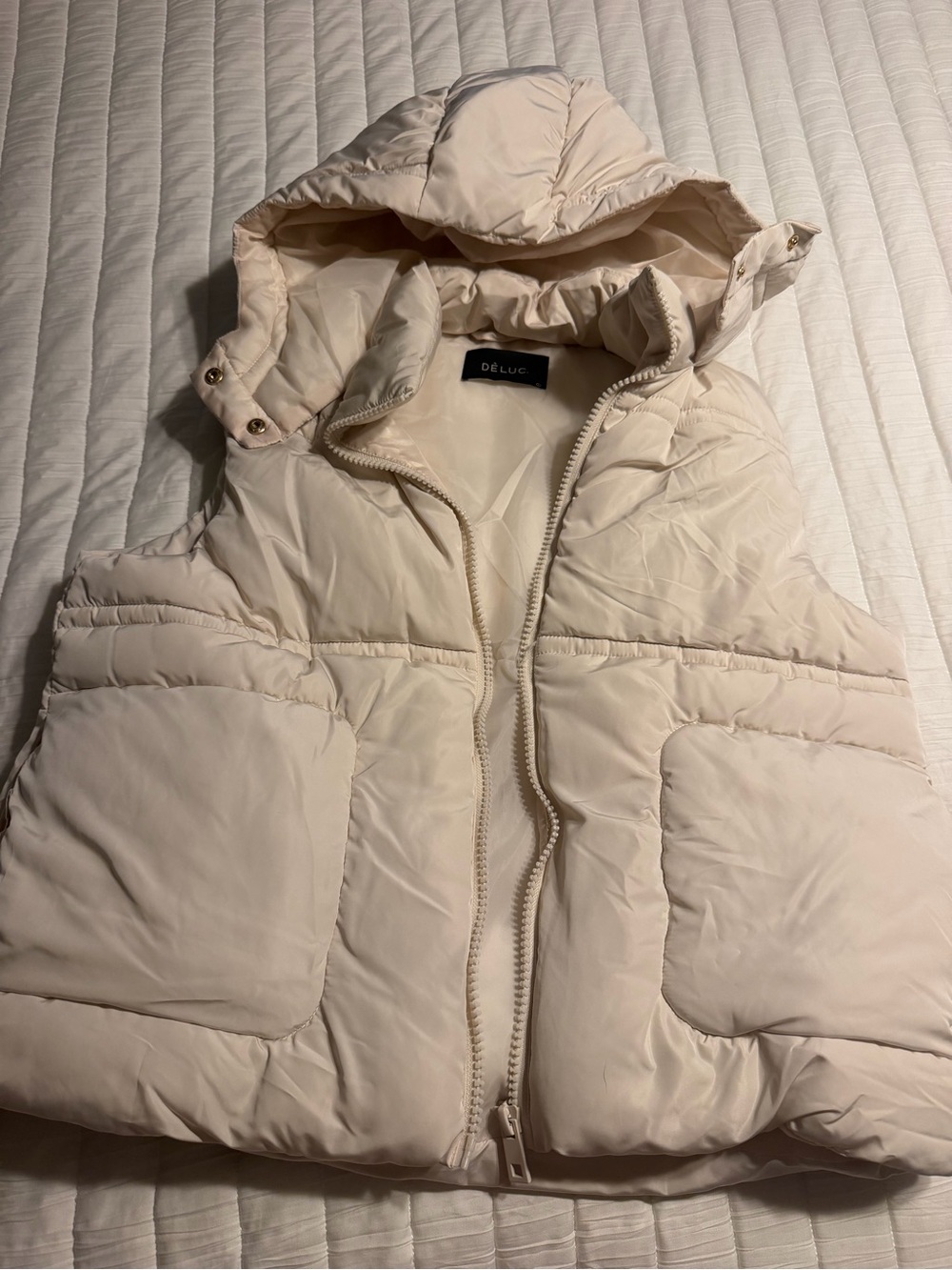 Deluc Hooded Cream Puffer Vest